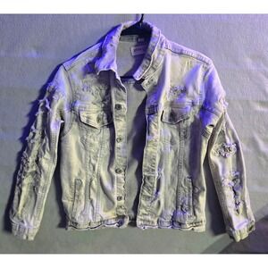 Distressed Denim Women's Jacket Y2K Streetwear Grunge‎
